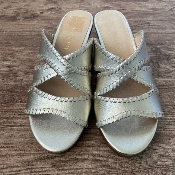 Jack Rodgers Cross Strap Wedge Sandals Size 8.5 - Picture 2 of 5